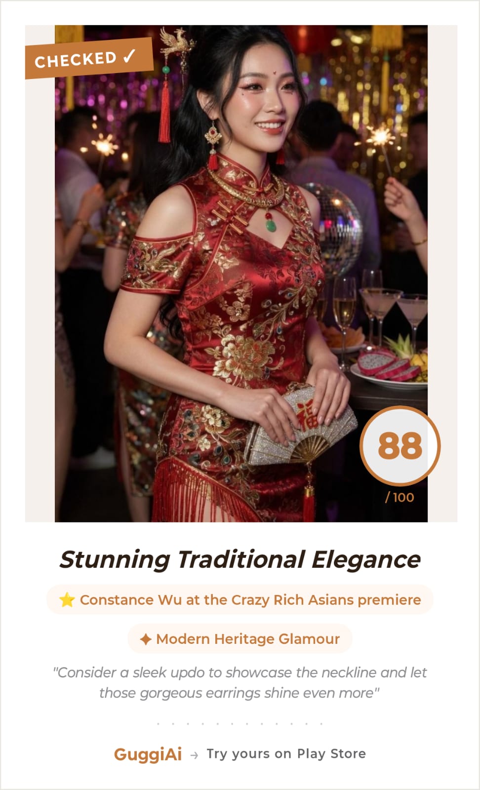 Traditional outfit style analysis — 88/100